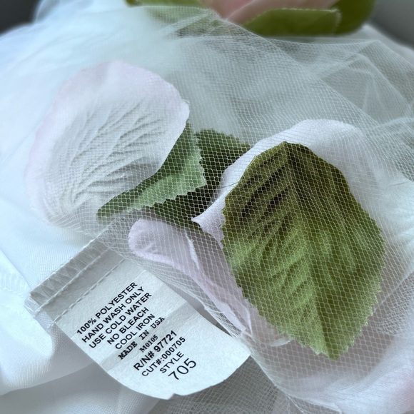 US Angels White Satin Pink Flower Girl Tulle Petal Party Formal Dress 6X 6 - Picture 9 of 17